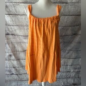 Free People Beach backless tie back orange textured mini dress size medium